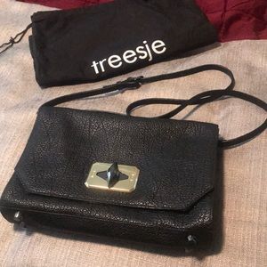 Treesje L.A. Black Leather Crossbody Worn ONCE